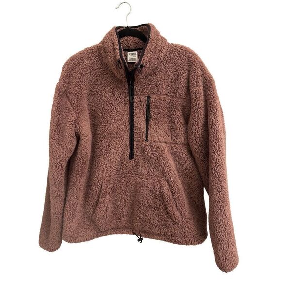 PINK by Victoria's Secret Sherpa Pullover Mauve oversized  S - Picture 1 of 6